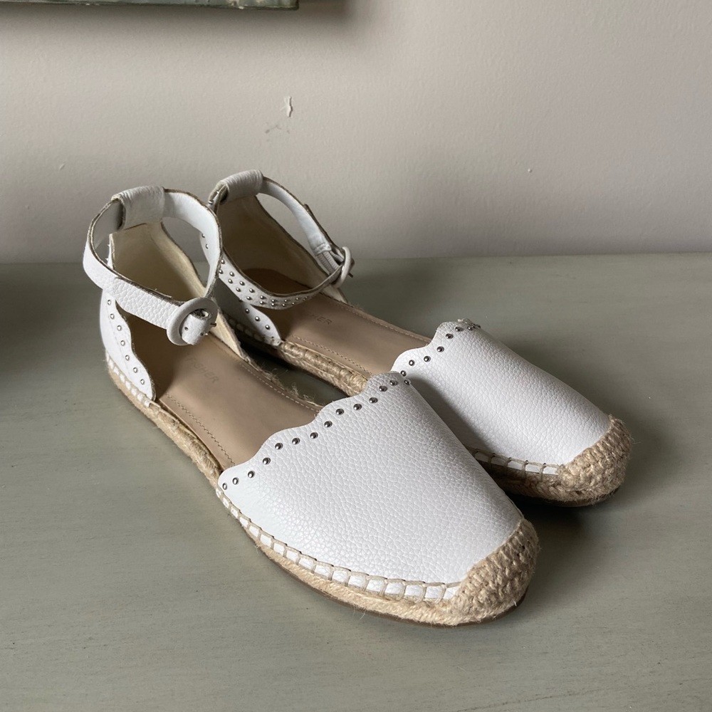 Marc fisher leather espadrilles white and tan 8M